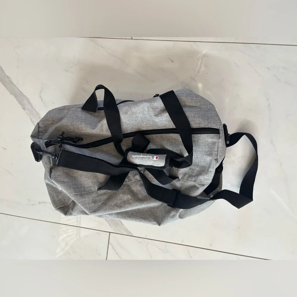 Champion Gray & Black Duffel Bag with Logo